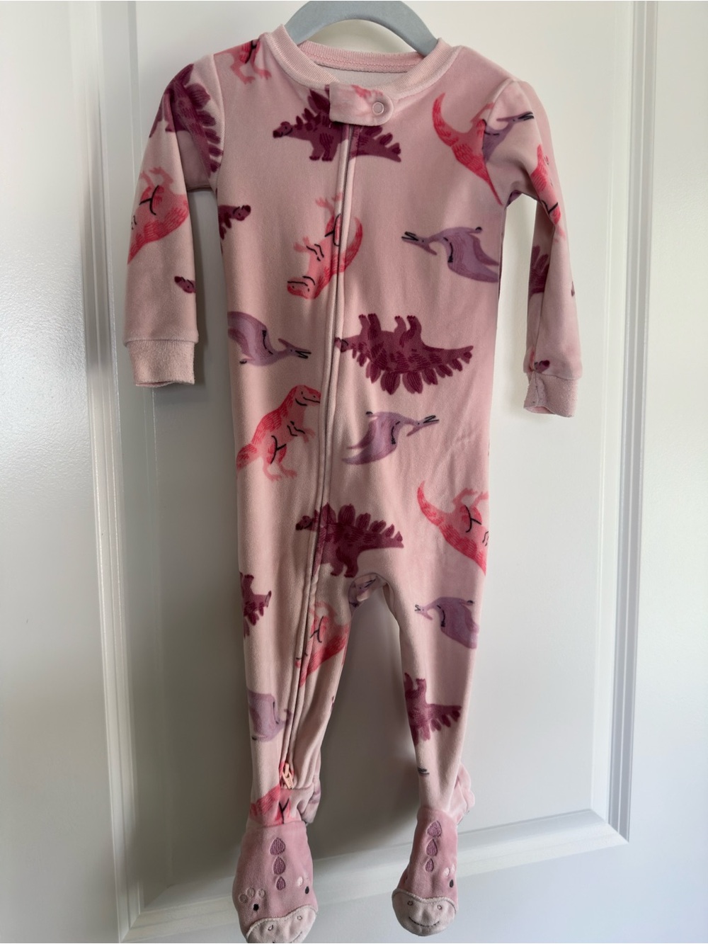 Carter's Pink Dinosaur Footed One-Piece Pajamas